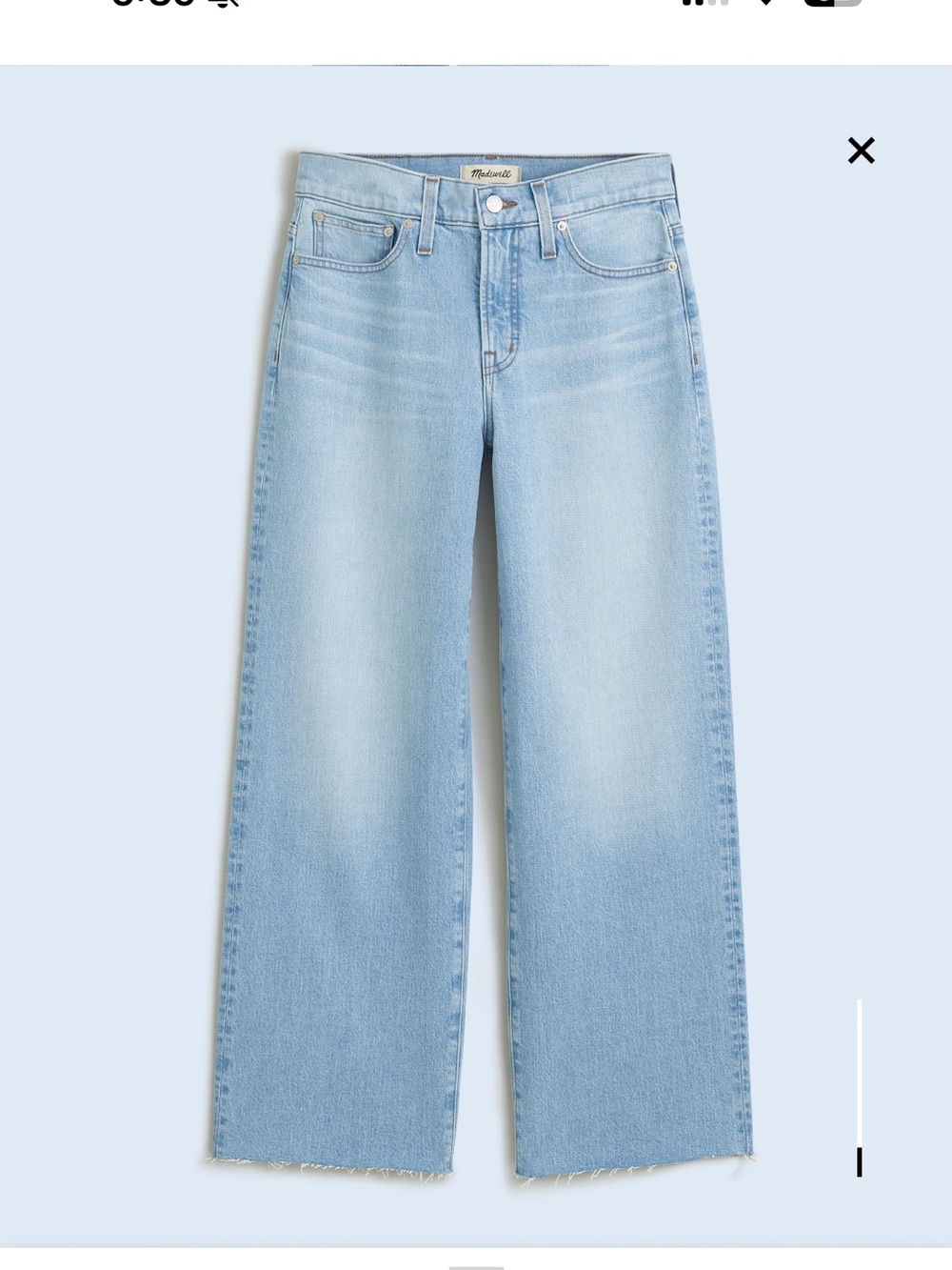 Madewell Perfect Vintage Mid-Rise Wide-Leg Jean Raw-Hem Edition size 26